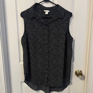 H&M Black w/ White Polkadot Sleeveless Blouse Size 12